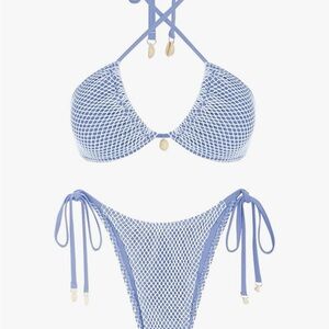 Zaful Blue Mesh Seashell Bikini Set